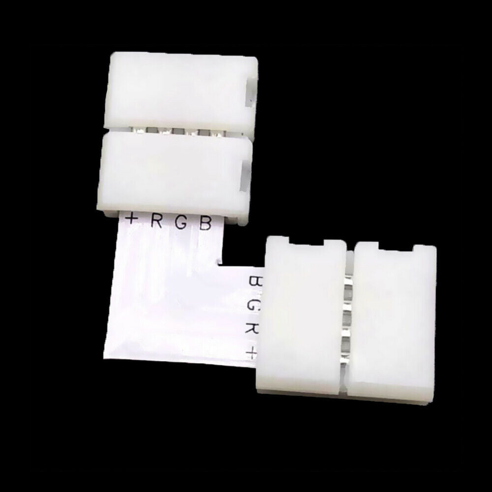 10Pcs For 5050 12V LED Strip RGB 4 Pin L Shape 90 Degree Solderless Connectors