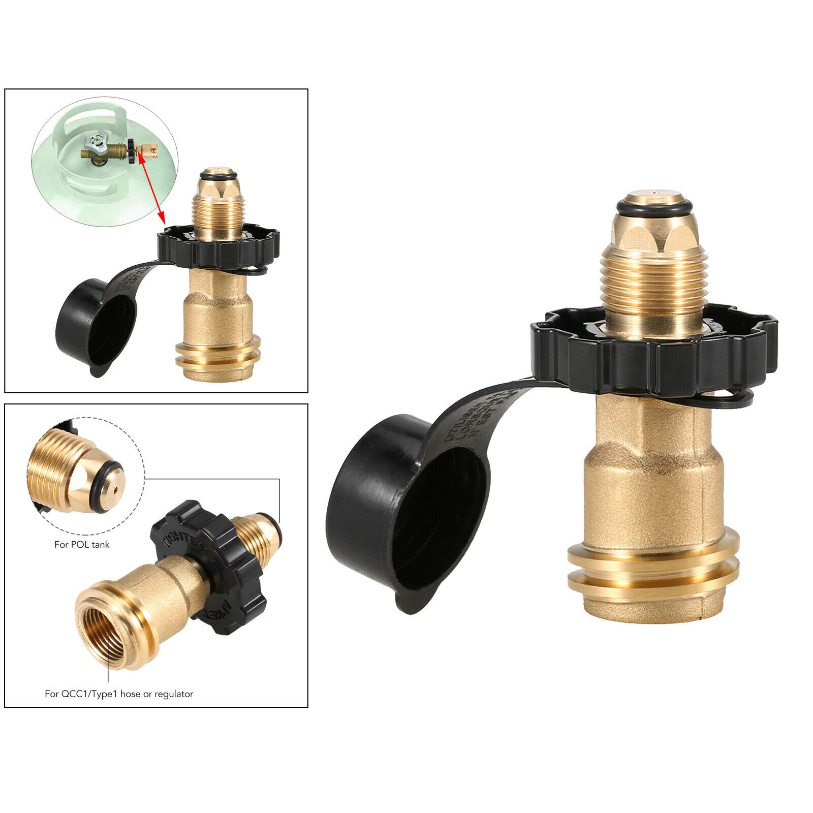 Brass Propane Tank Adapter Camping Grill BBQ Gas Pressure Regulator Valve