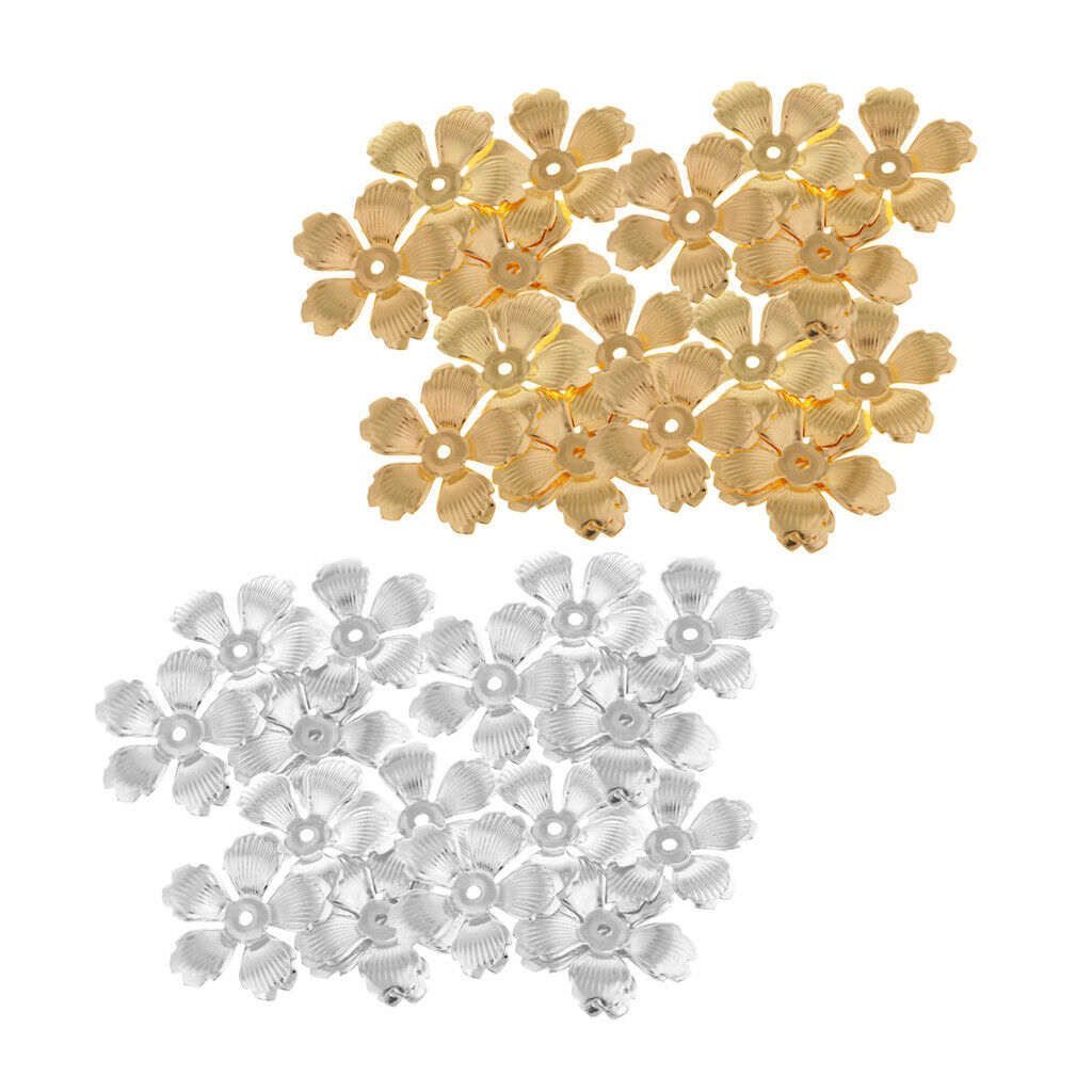30pcs Metal Golden Hollow End Flower Bead Caps 32mm DIY Jewelry Findings