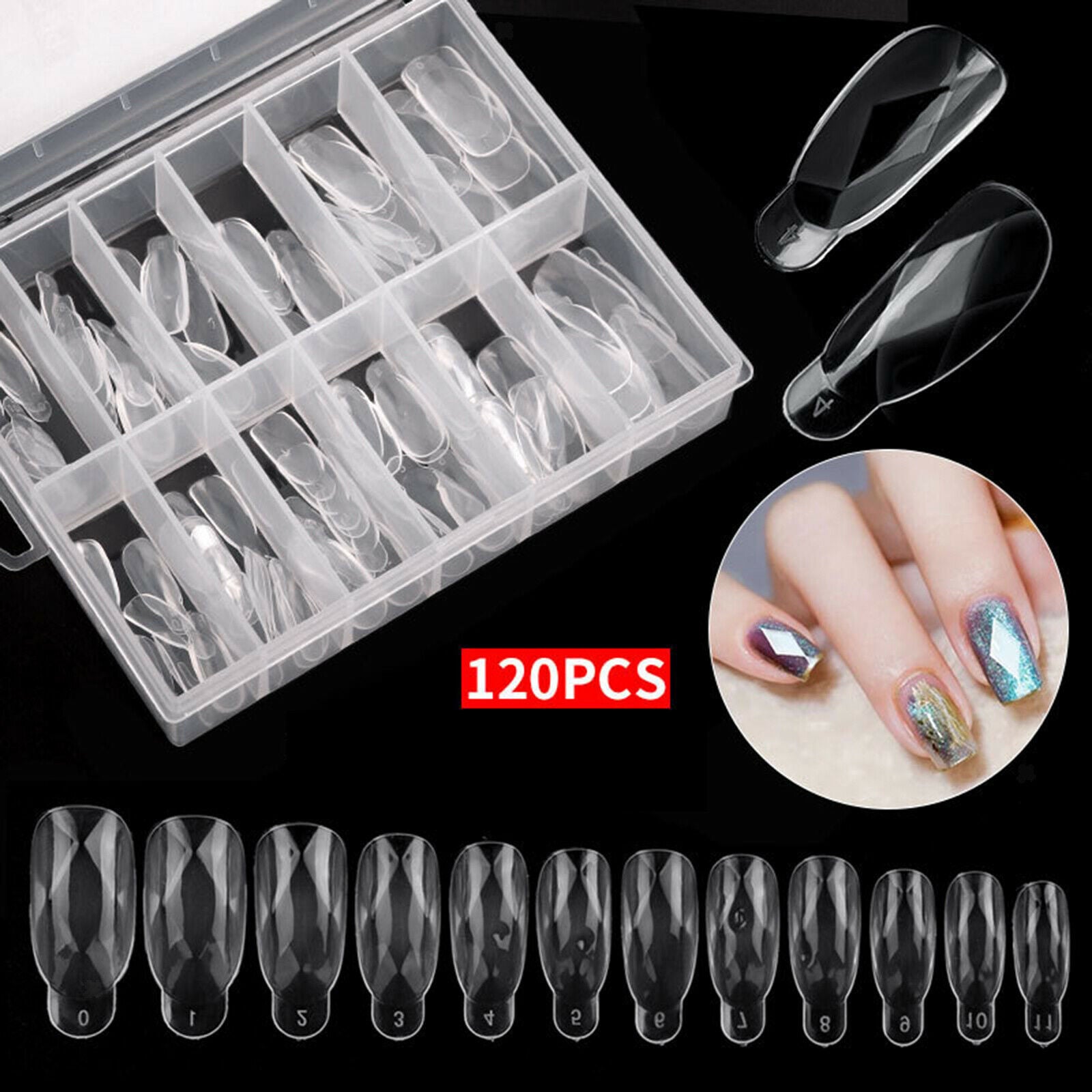 120pcs Fingernail Tips Diamond Shape UV Gel Manicure For Home Use Salon