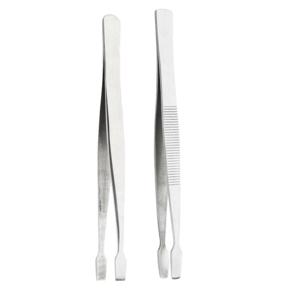 2 Pcs Deluxe Straight Spade Tip Stamp Tongs Stamp Tweezers, Craft Jewelry Beads