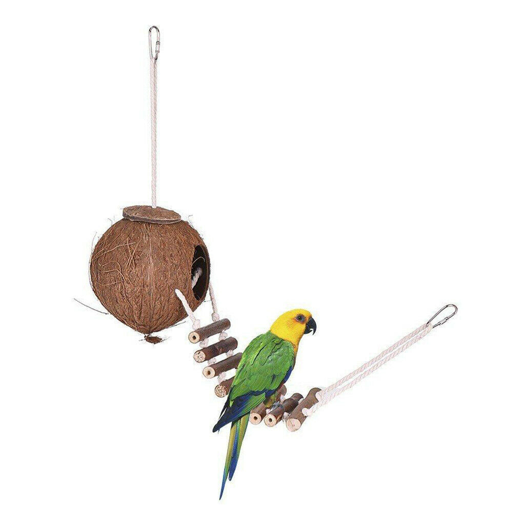 Cute Natural Coconut Bird Nest Bird House Fedder Toys for Indoor Outdoor