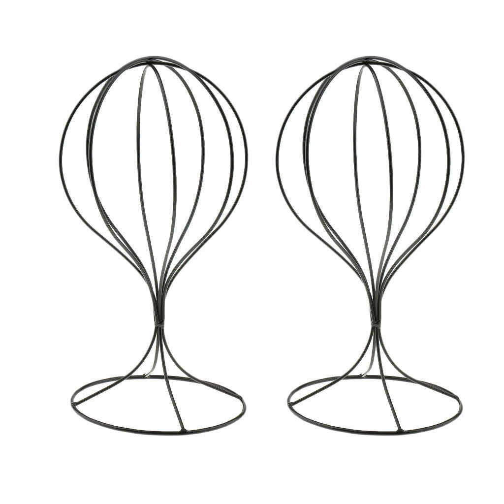 2x Balloon Style Metal Hat Holder Desktop Wig Display Stand Organizer Black