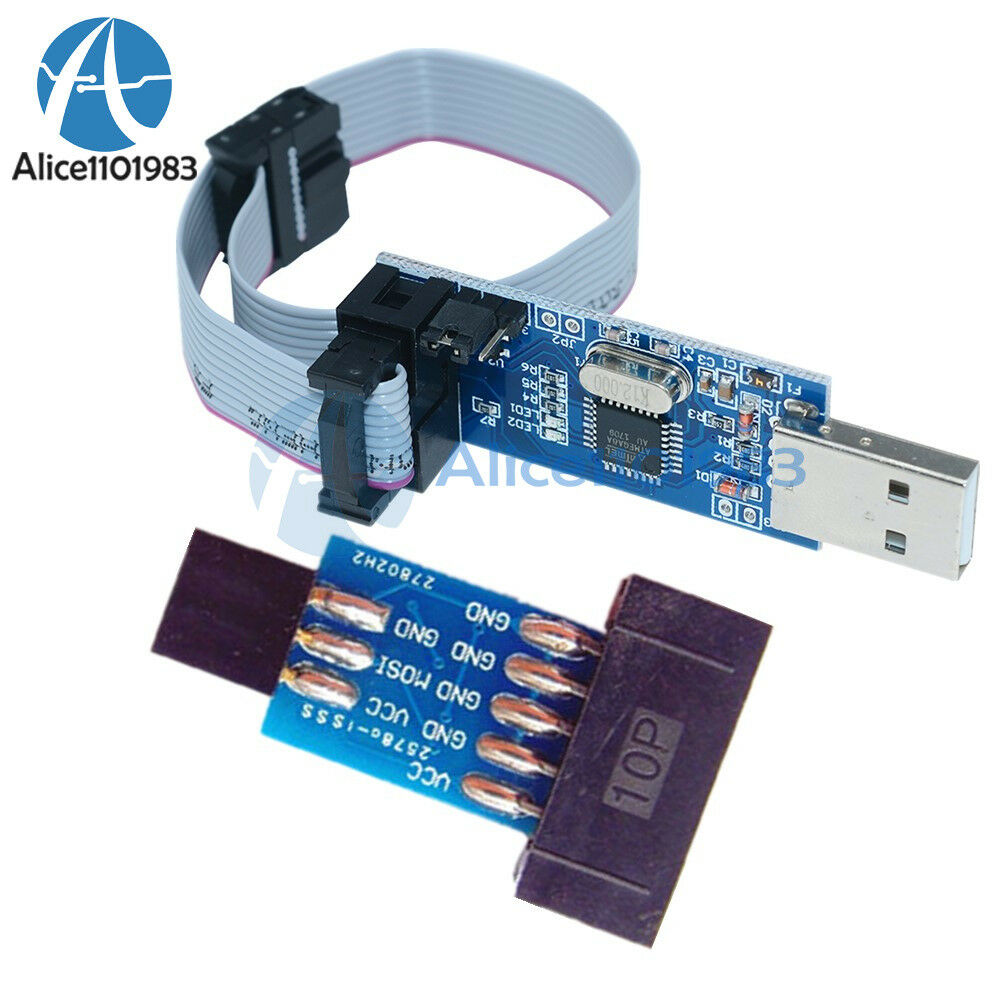 10 Pin Convert to Standard 6 Pin Adapter Board+USBASP USBISP AVR Programmer USB