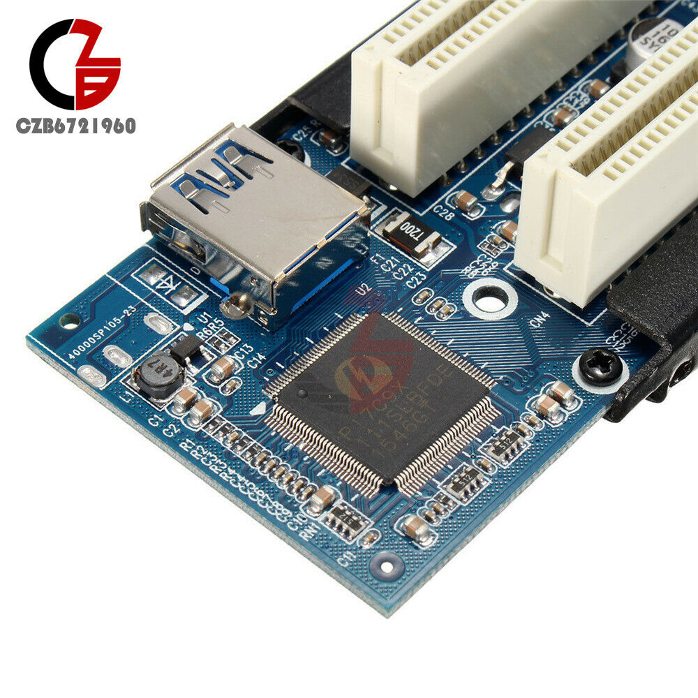 2 Sets USB 3.0 PCI-E Express X1 to Dual PCI Riser Card Slot Expansion Adapter