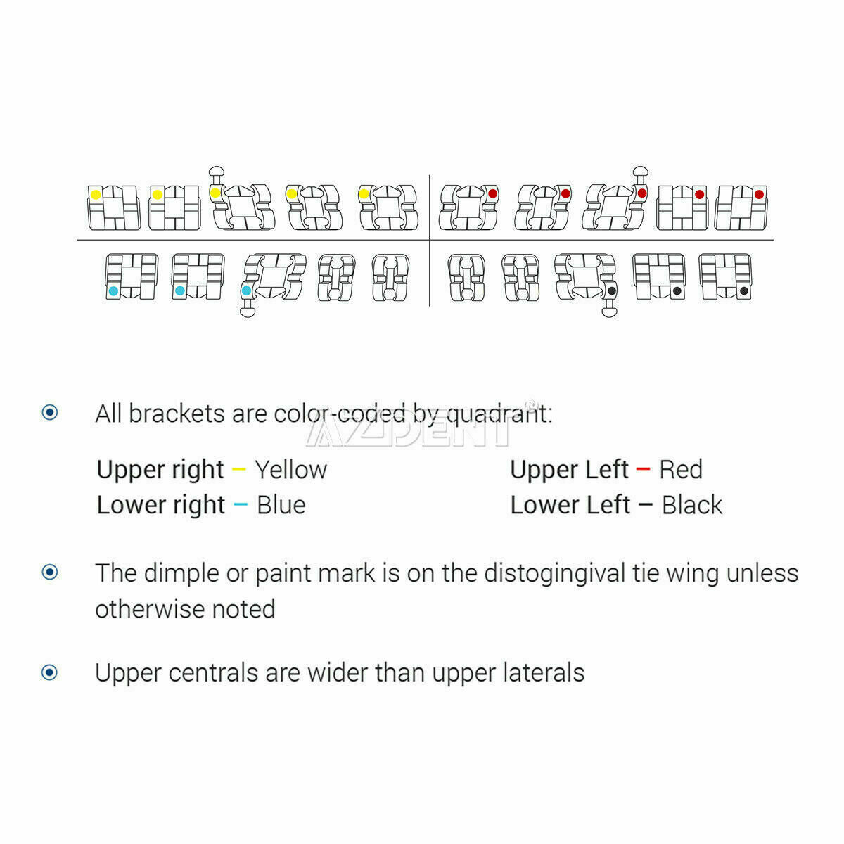 100 X Dental Metal Braces Brackets Orthodontic Mini Roth 018 Hooks 3-4-5 AZDENT