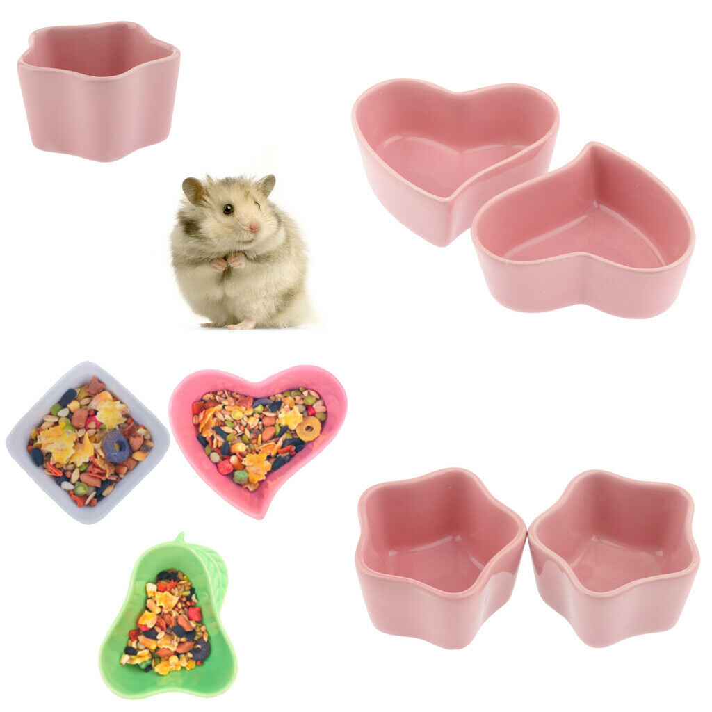 2 Pairs Hamster Bowl, Food and Water Ceramic Bowl for Rodents Gerbil Hamsters