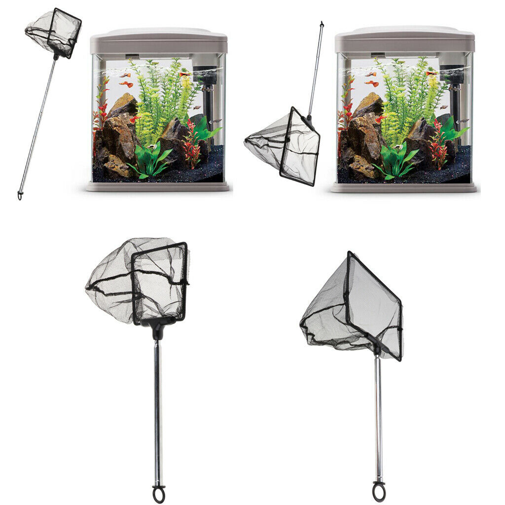 2x Aquarium Telescopic Fish Tank Shrimp Fishing Net Extendable Handle Black