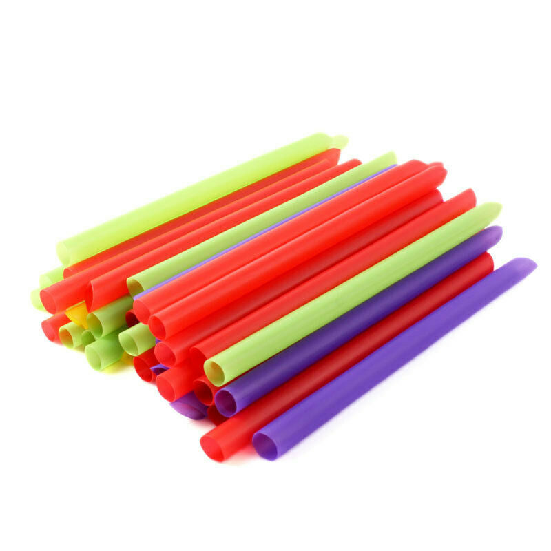 100PCS Colorful Drinking Straw Plastic Disposable Wide Straws for Milk Tea