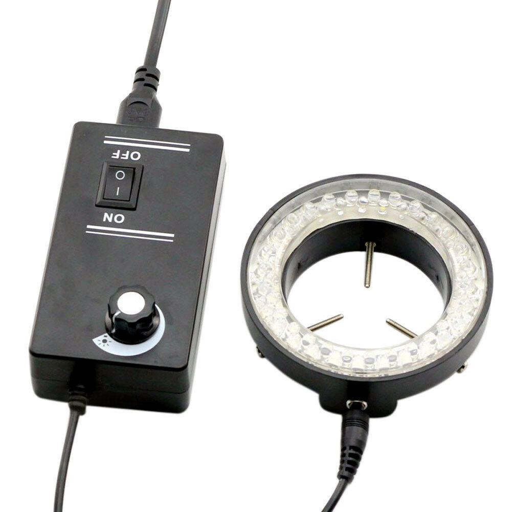 60LED Adjustable Ring Light Illuminator Lamp for Stereo Microscope EU Plug Black