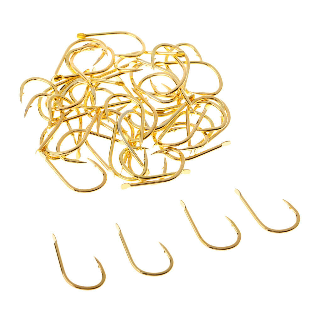 Golden Strong Carbon Steel Sharp Bend Fishing Hooks with Barbs 13mm x  5.5mm