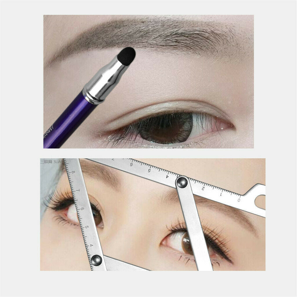 Microblading Tattoo Eyebrow Pencil Makeup Brow Shaping Caliper Ruler Stencil