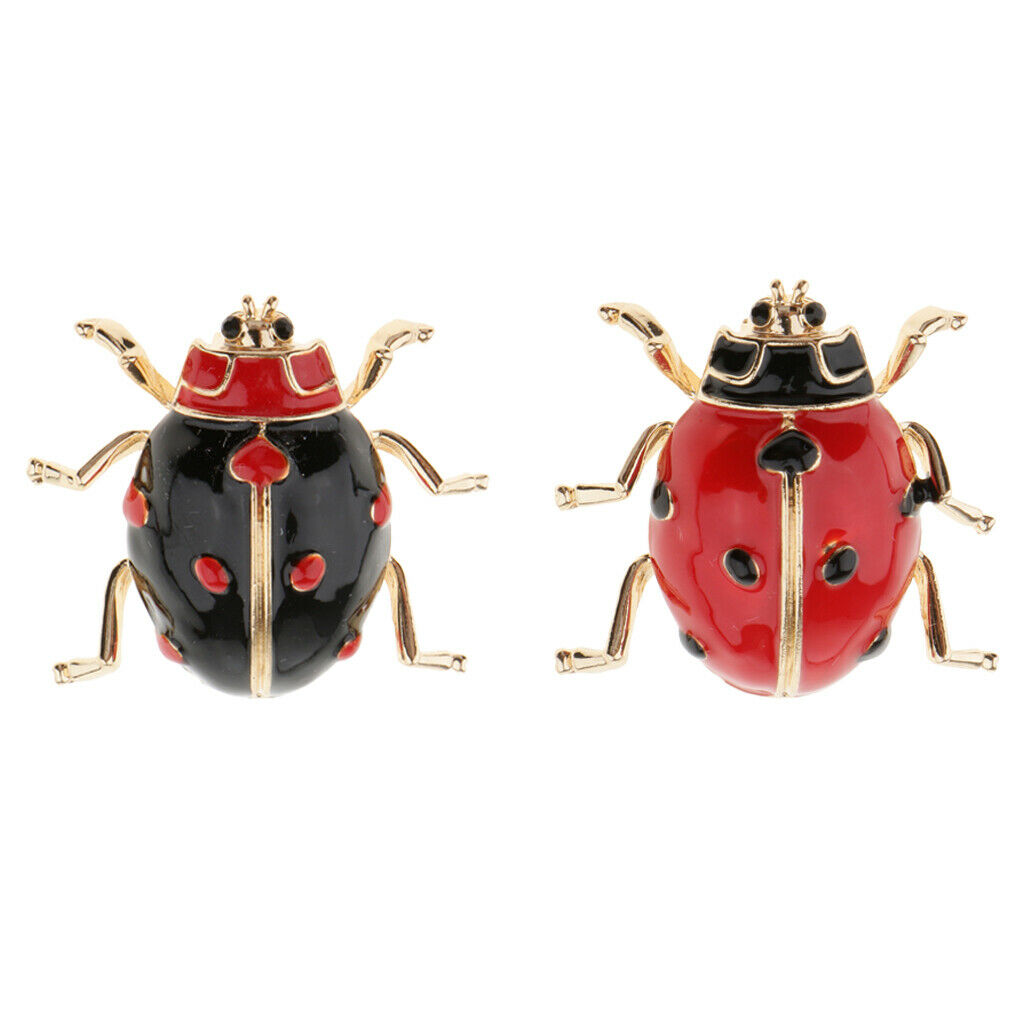 2pcs Insects Ladybug Coccinella Enamel Lapel Collar Costume Pin Brooch