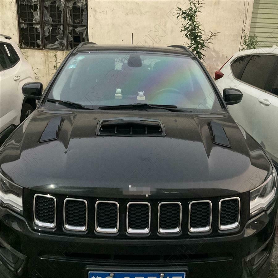 Glossy Black Car Decorative Air Flow Intake Hood Scoop Vent Cover Universal Kit