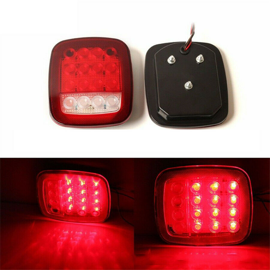 2X Square Stop Turn Tail backup16LED Marker Light for Jeep Wrangler JK TJ CJ YJ