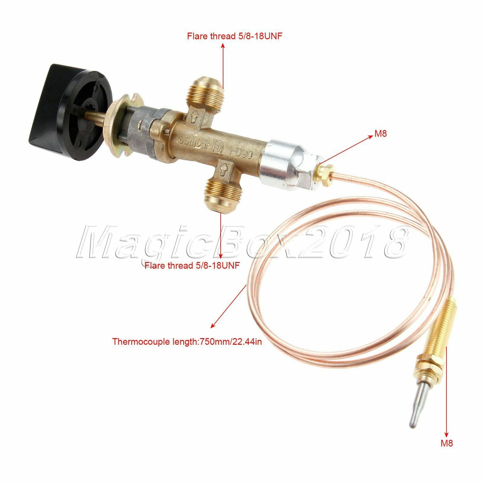 1x Replace Gas Control Valve with Thermocouple & Knob Switch Heater Grill Parts