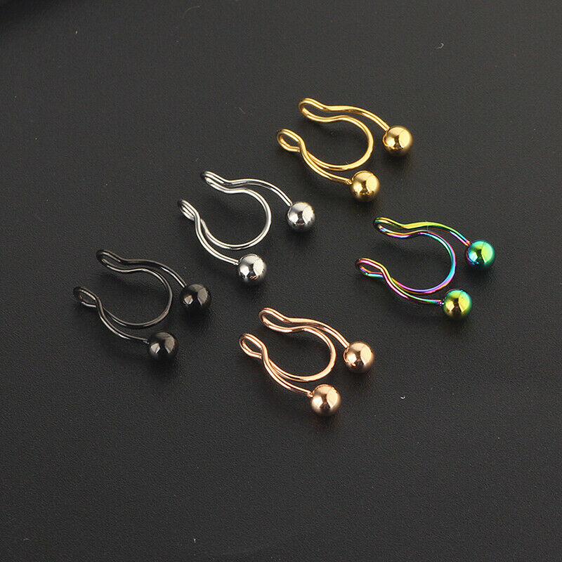 5Pcs 10mm Stainless Steel Nose Clip Nose Rings Non Piercing Body Jewel.l8