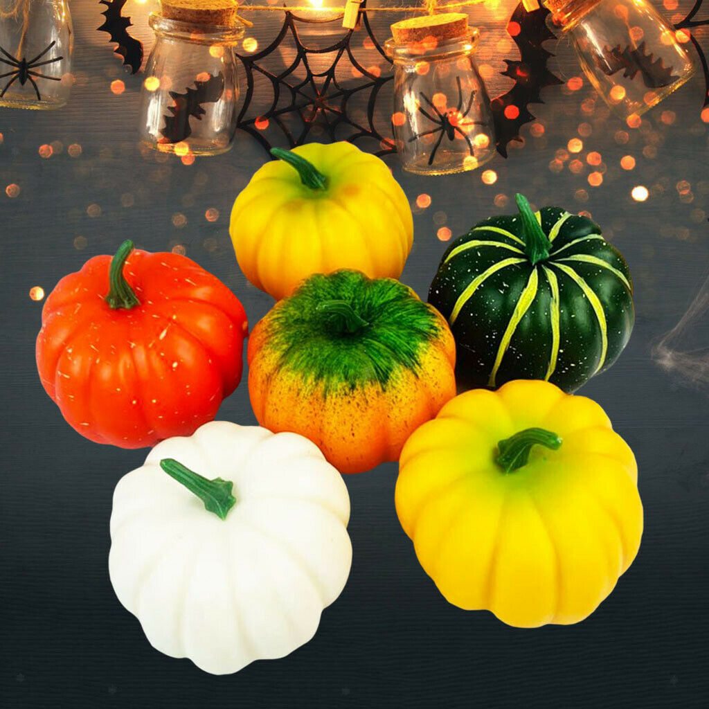 6x Artificial Pumpkins Foam Crafts Fall Seasonal Halloween Accent Wedding