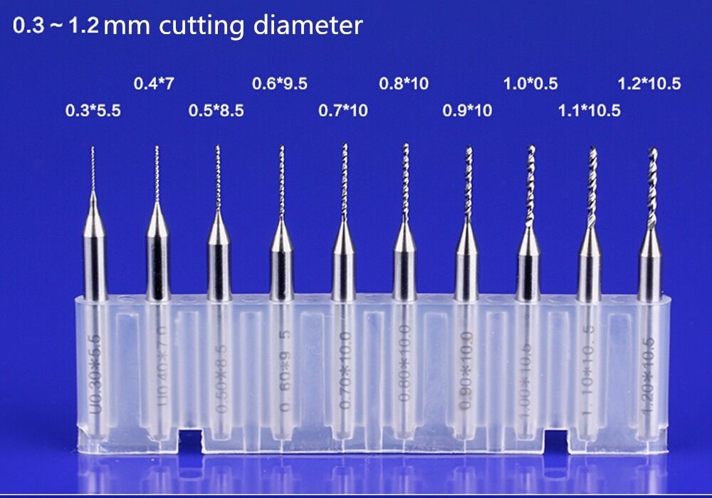 10x Tungsten Carbide PCB Carving Tool CNC Engraving Micro Drill Bits 2.1-3mm