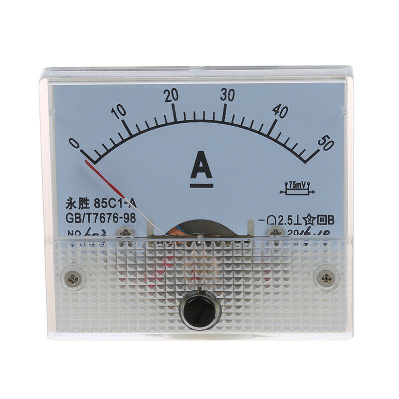 85C1 DC 0-50A Rectangle Analog Panel Ammeter Gauge K8I5I5