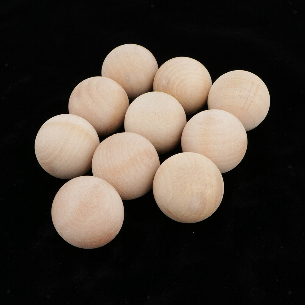 10pcs Natural Wood Balls Beads Beech Solid Hardwood Ball