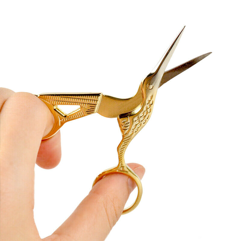 Mini Stainless Steel Golden Crane Shape Retro Tailor Sewing Embroidery Scissors