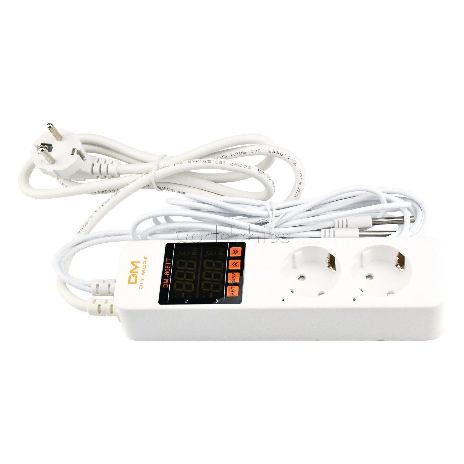 DM-808TT AC 85-250V Dual Smart Temperature Controller Power Outlet Socket 10A