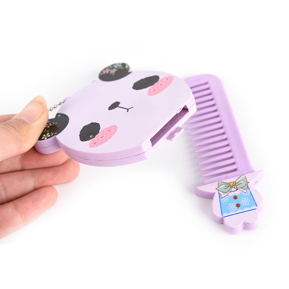 Cute Cartoon Makeup Mirror Travel Pocket Cosmetic Mirror With Comb Random Fad US