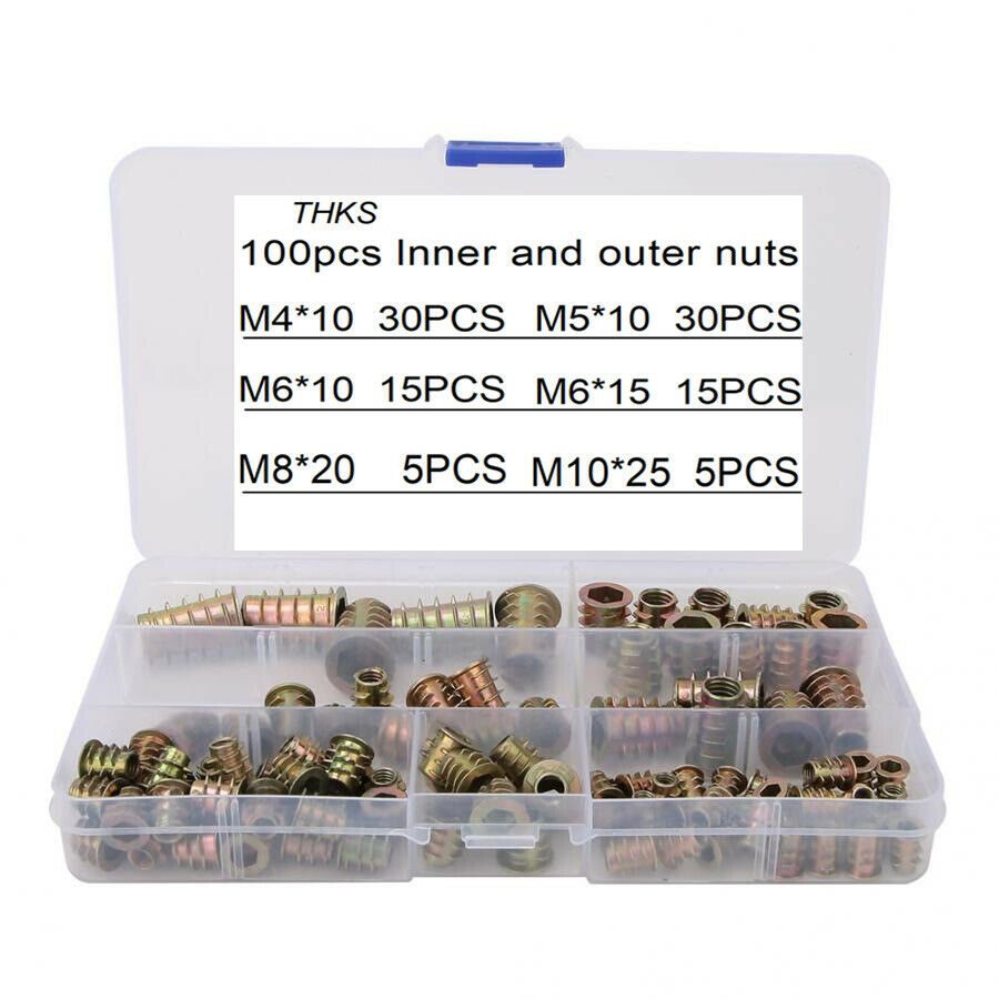 100Pcs Box Countersunk Head Iron Hexagon Inner Hexagon Furniture Nut Color Zinc