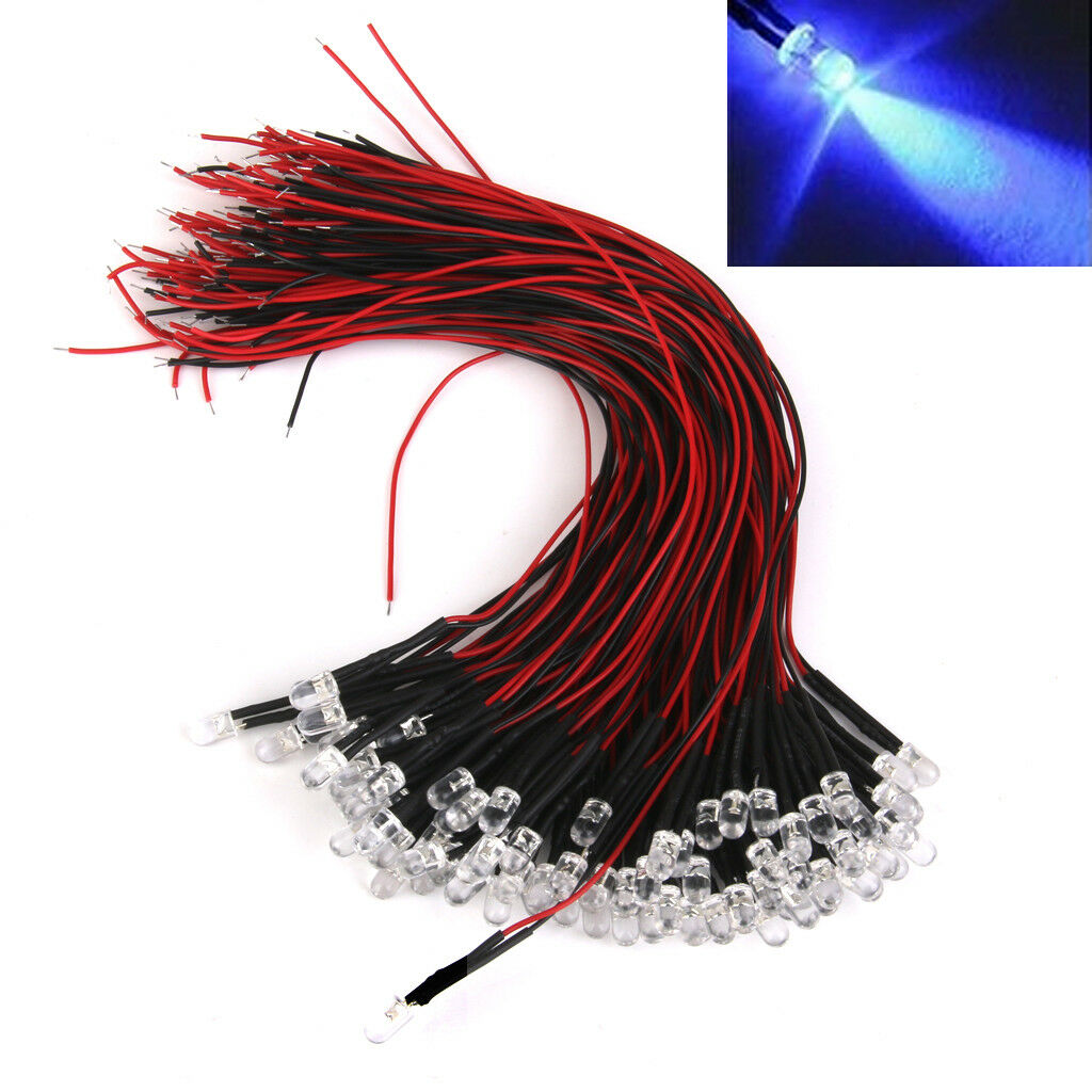 40pcs Red+Blue 5mm 3-42V Prewired LED Bulb Light Assortment High Intensity