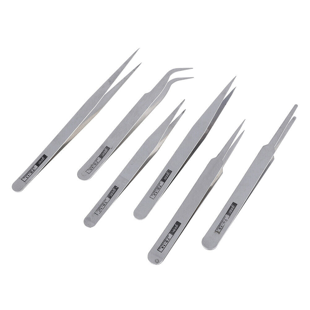 6Pcs all purpose precision tweezer set stainless steel anti static tool k.l8
