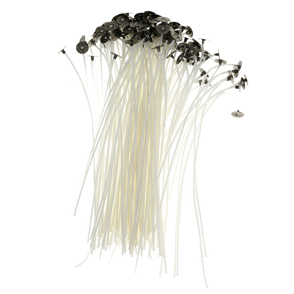 50 Pack Candle Wicks Cotton Core Pre Waxed With Sustainers For Candle Making,