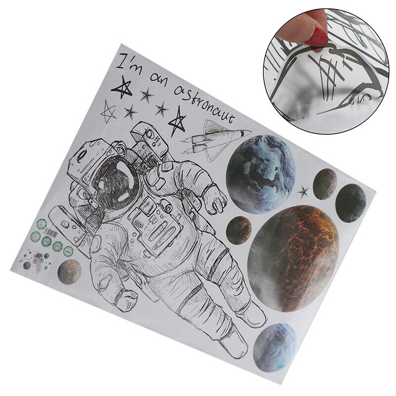 Space Astronaut Wall Stickers Bedroom Living Room Background Home Decorat.l8