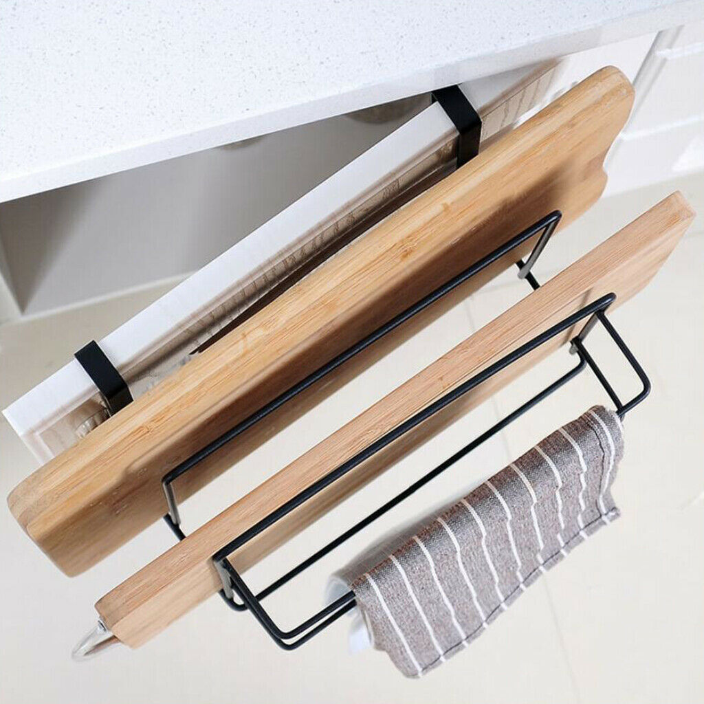 Over Door Hook Hanger Cutting Board Dishes Shelf Storage Kitchen Rack  black