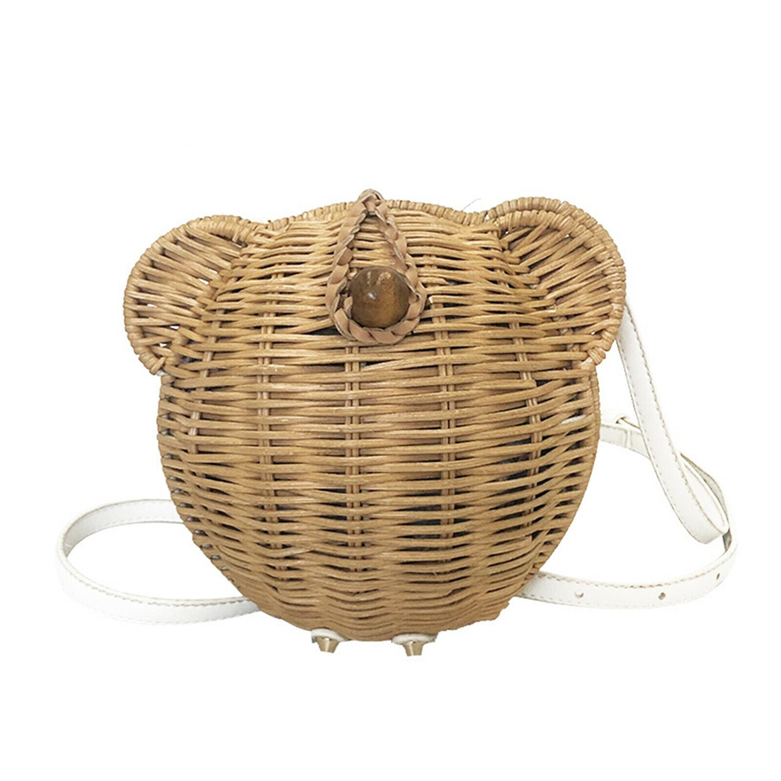 Mini Straw Bag Summer Travel Rattan Purse Handwoven Round Handbag Photo