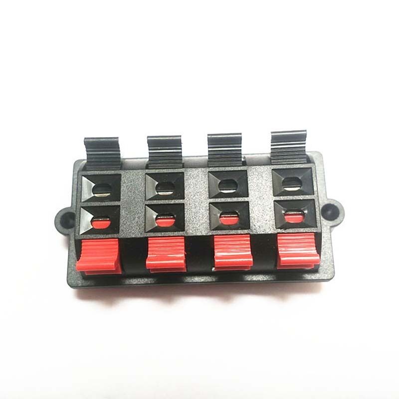 Black and Red 8-Pins 8 Positons Push Type Speaker Terminal Board Connector