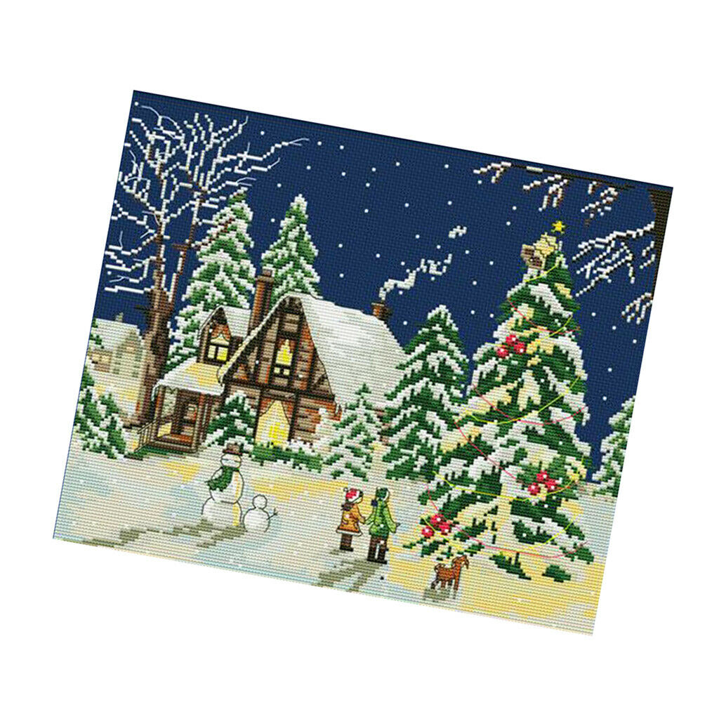 Winter Landscape Handmade Stamped Cross Stitch Kits For Adults Embroidery