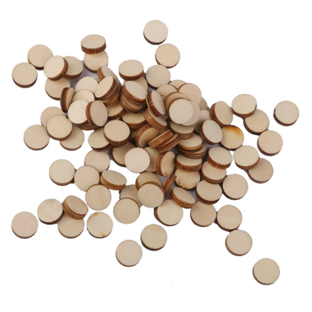 2x 100pcs Natural Wooden Circle Round Embellishments DIY Craft Scrapbooking 10mm