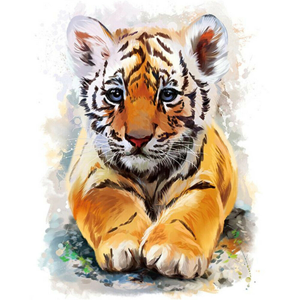 5D Full Round Drill Diamond DIY Little Tiger Rhinestone Picture Craft Home Decor