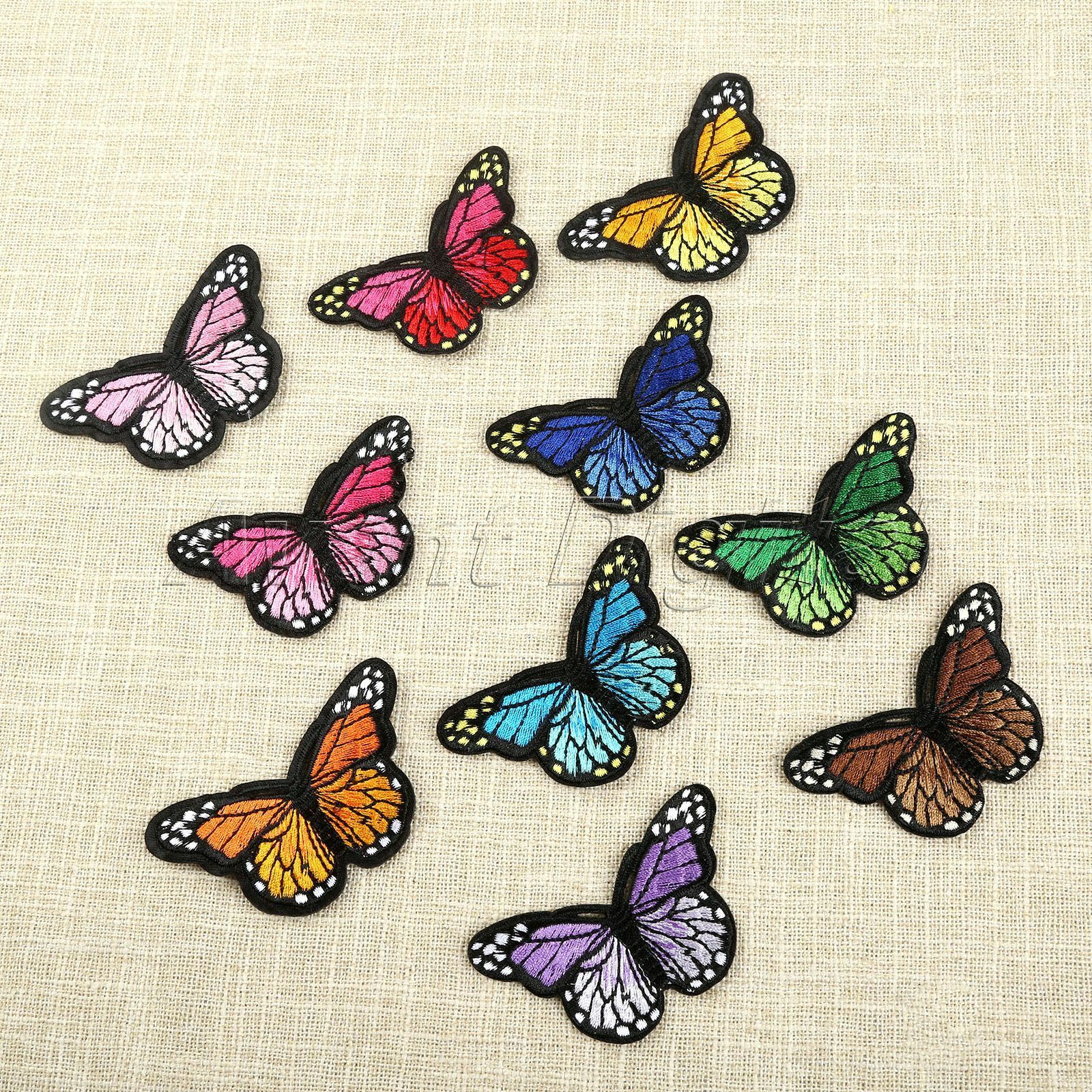 10Pcs Embroidered Butterfly Sewing Iron On Patches Appliques Badge For Clothes