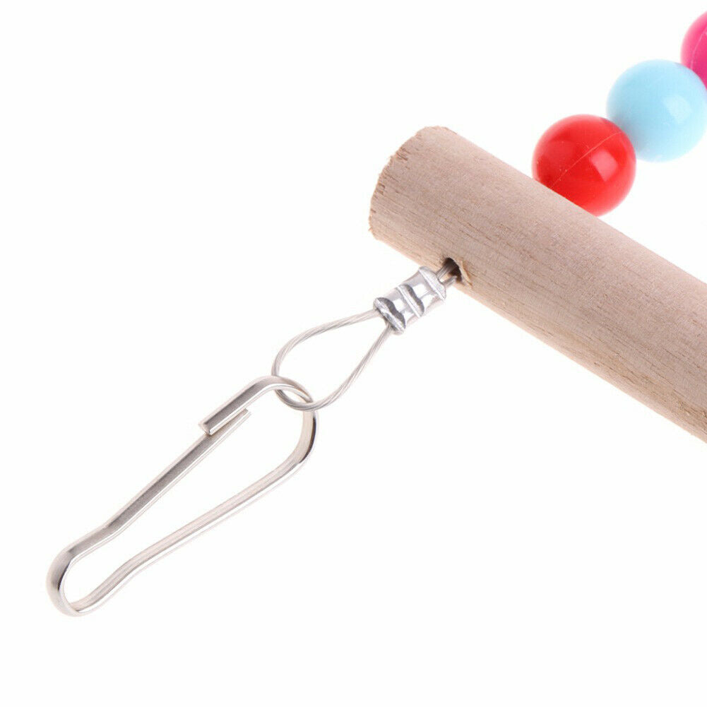 Pet Parrot Ladder Hanging Colorful Balls Wooden Bird Climbing Stairs Perch @