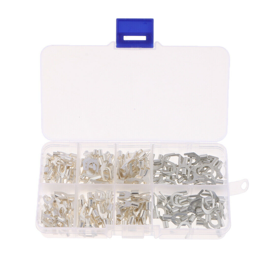 240PCS Non-Insulated Ring U-type Female Terminals Cable Wire Connector Kit