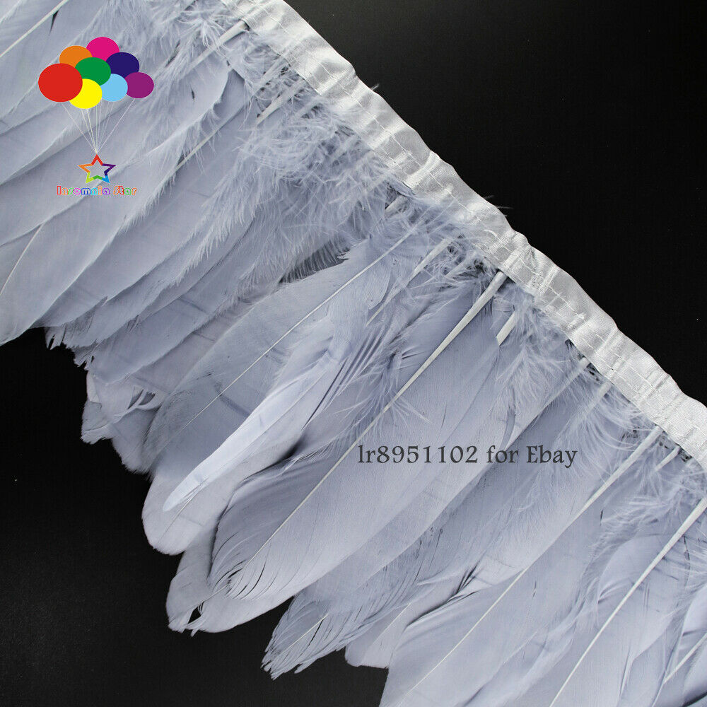 Bleached Snow Light Grey Goose Pallet Parried Feathers Trim Craft Wedding Dress