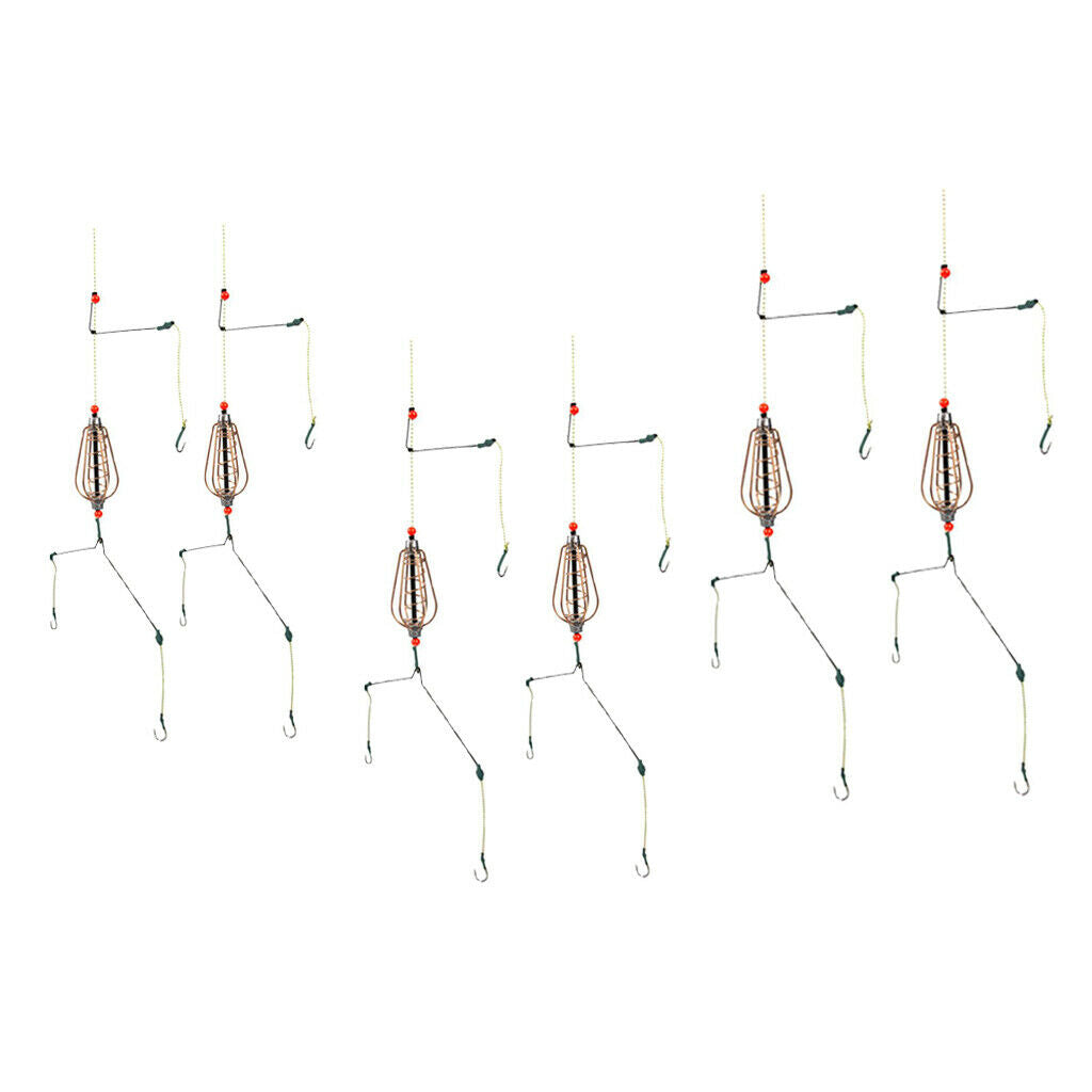 Set of 6 Spring Fishing Feeder Lead Feeders with Hooks 15/20/25g Lure Cage