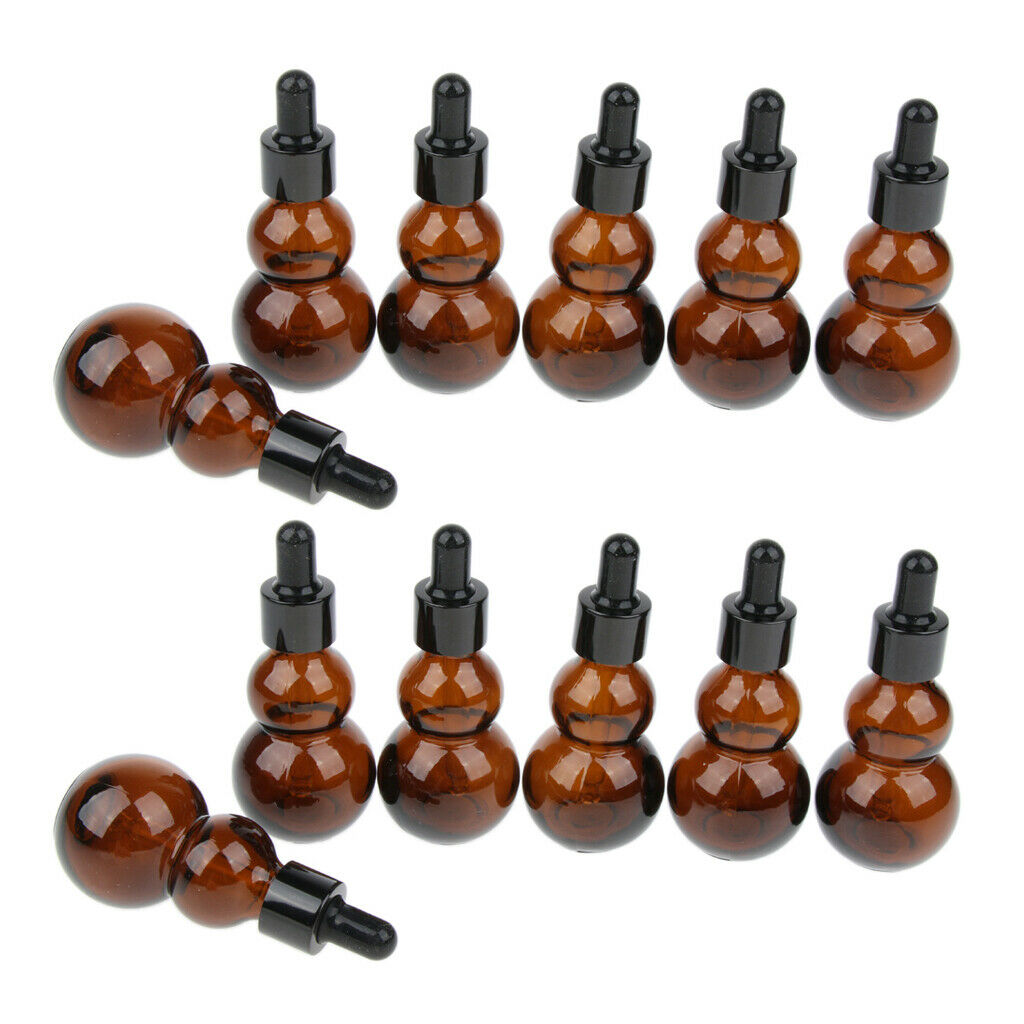 12 Pieces Gourd Glass Dropper Bottles For Essential Oil Makeup Liquid 20ml