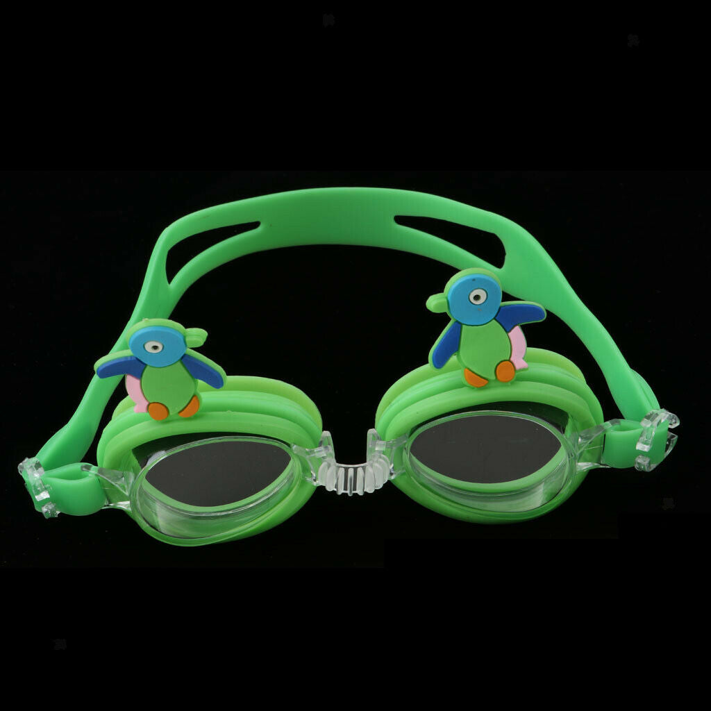 Cartoon Kids Goggles Anti Fog UV Protection Swim Glasses Blue Penguin