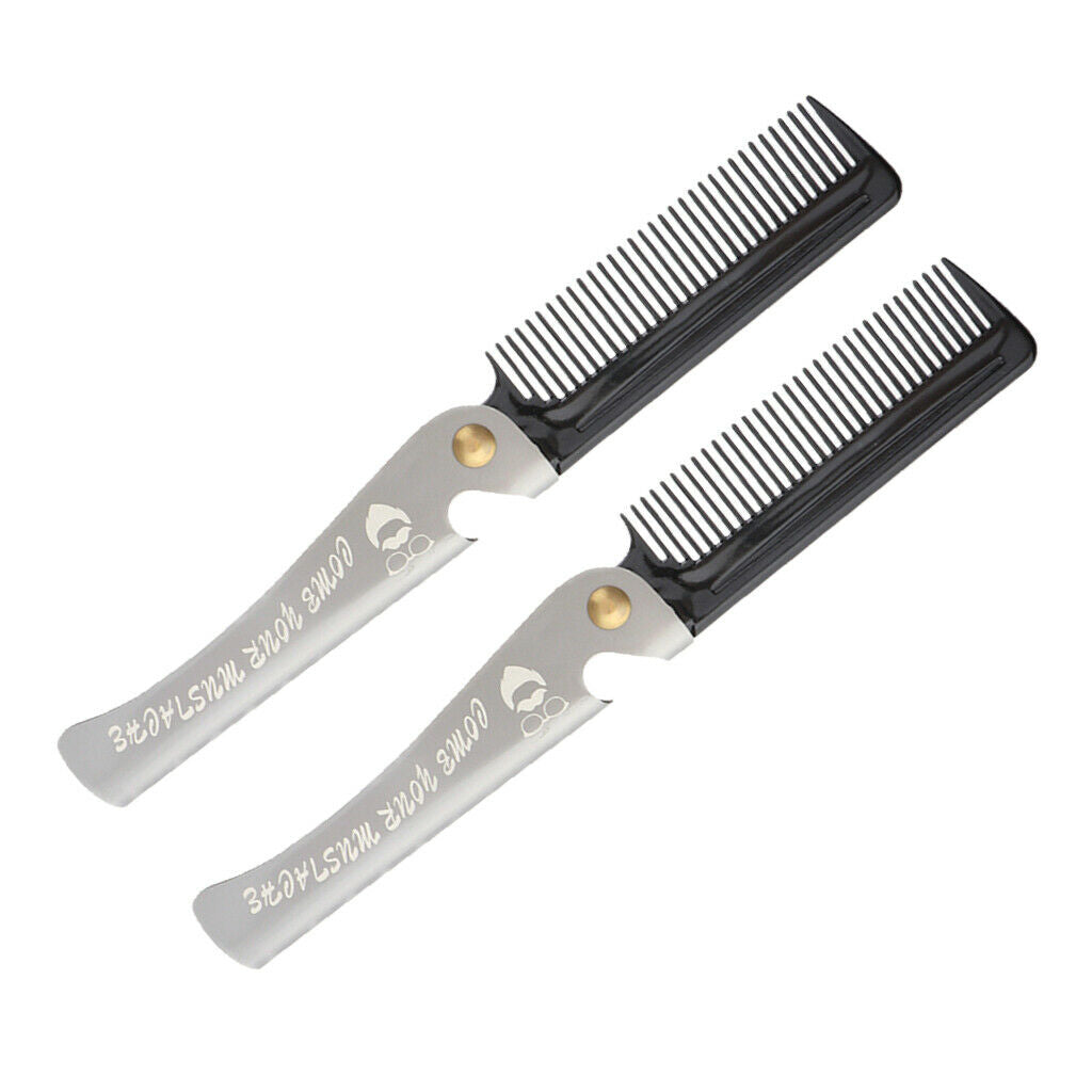 2pcs 4"  Size Hair Beard Mustache Styling Shaping Grooming Combs Black