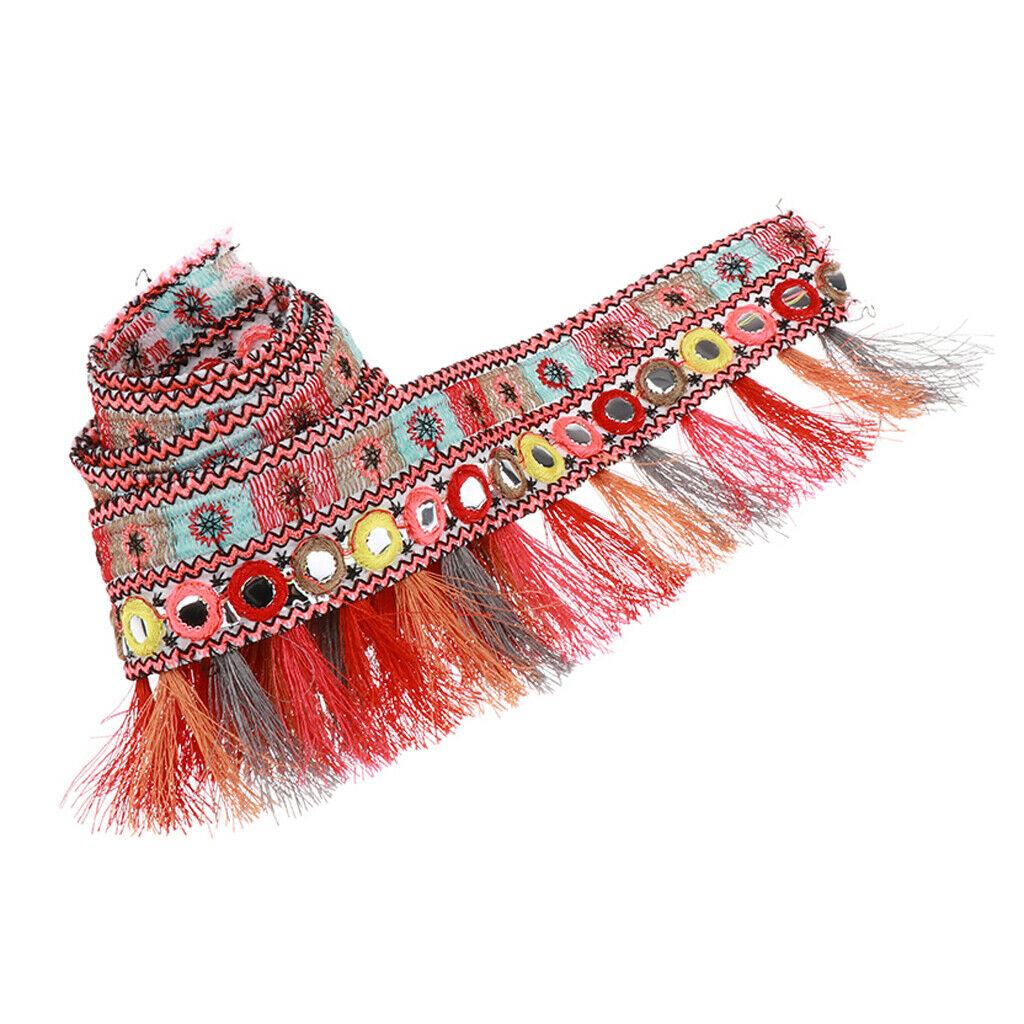Tassel Fringe Edging Trim DIY Craft Supplies 1 Yard Red Ethnic Jacquard Ribbon