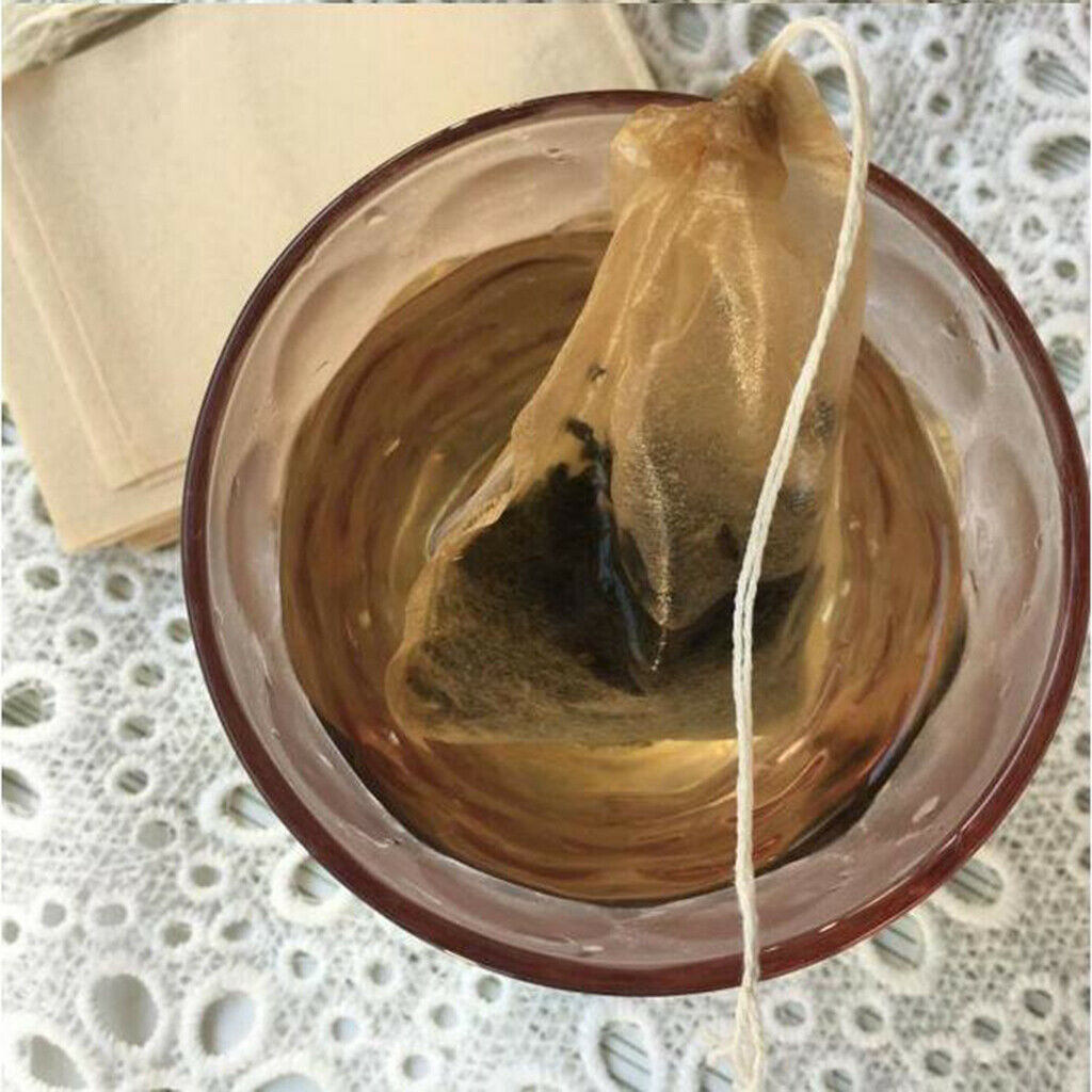 2 Set for 200pcs Empty Tea Filter Bags Loose Herbs Teabag Drawstring 7x5cm