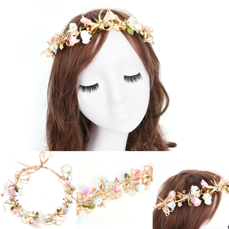 Bridal Flower Crown Headband Wedding Prom Beach Floral Garland Wreath Wedding Lt